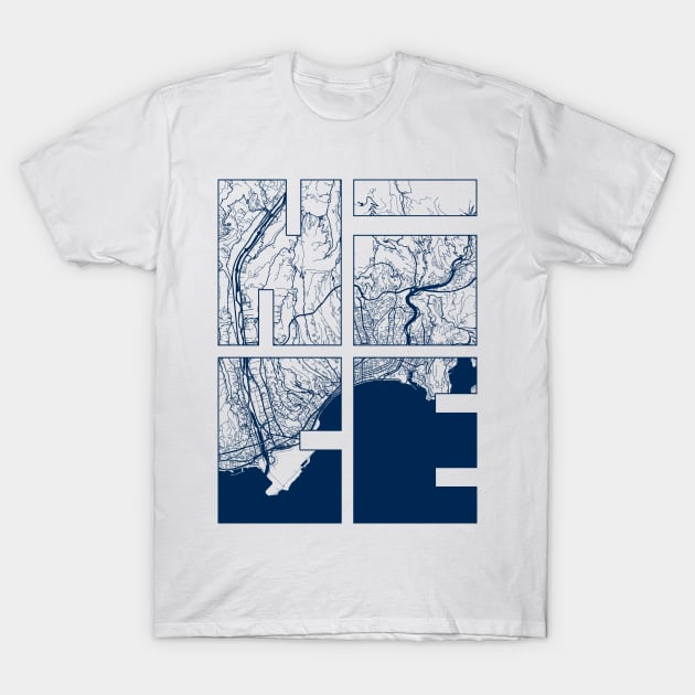 Nice, France City Map Typography - Coastal T-Shirt by deMAP Studio